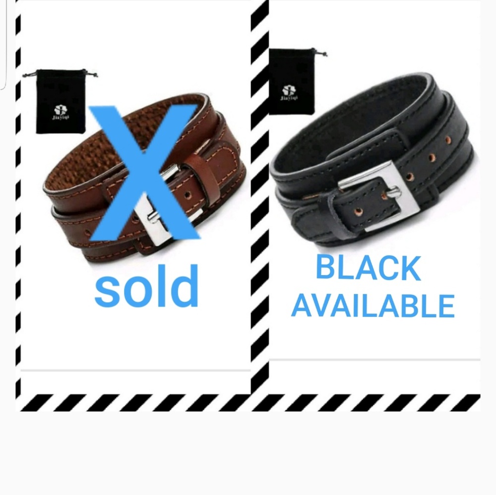 DOUBLE LAYER LEATHER BELT CUFF - Picture 1 of 7